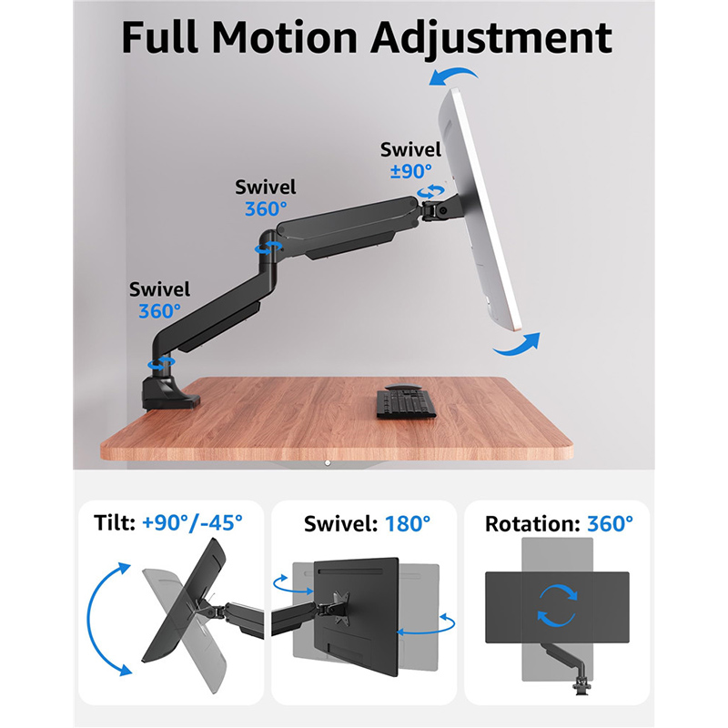 SINGLE SCREEN HEAVY-DUTY GAS SPRING MONITOR ARM