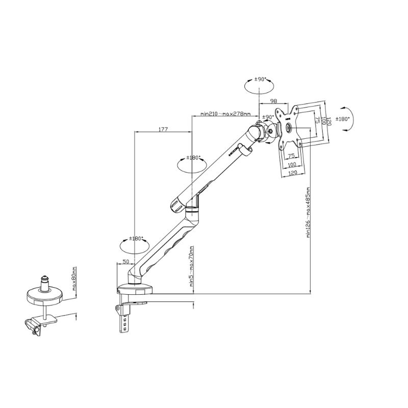 SINGLE SCREEN MELLOWMECHANICALSPRING MONITOR ARM